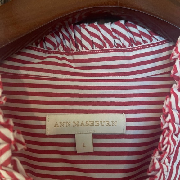Ann Mashburn Frill Top Red Stripe size L - Picture 3 of 6
